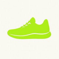 Neon green running shoe on a white background