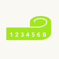 Green running measuring tape with numbers 1-8