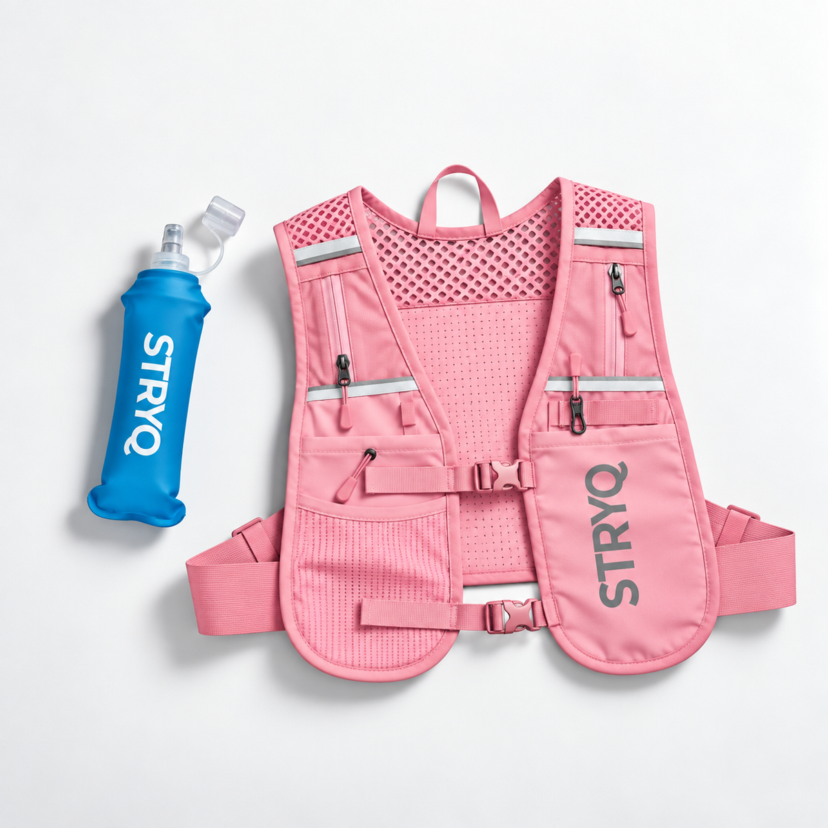 Pink with blue