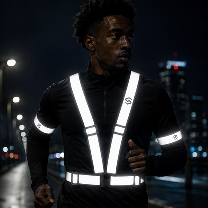 STRYQ hi-vis running vest and reflective bands kit
