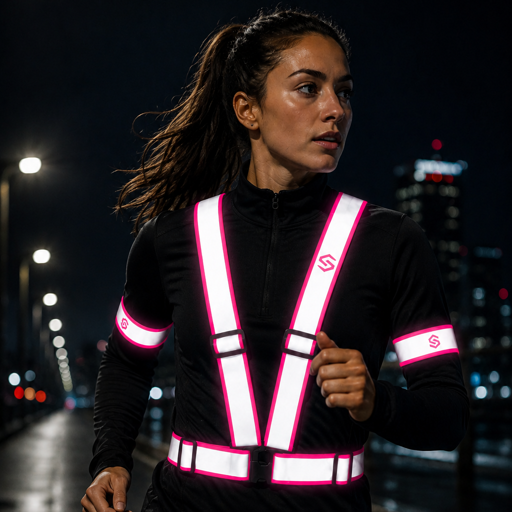 Reflective running vest for low-light running