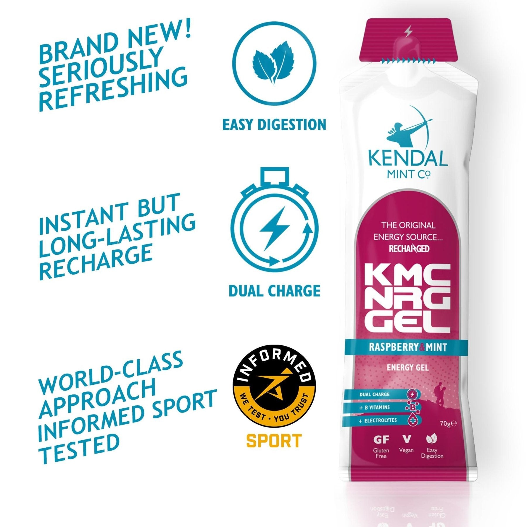 Kendal Mint Co Running Gel Raspberry & Mint Energy Gel 70g - STRYQ