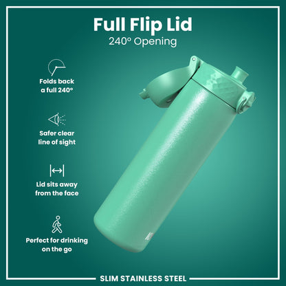 Leak Proof Slim Water Bottle, Stainless Steel, Teal, 600ml (20oz) - STRYQ
