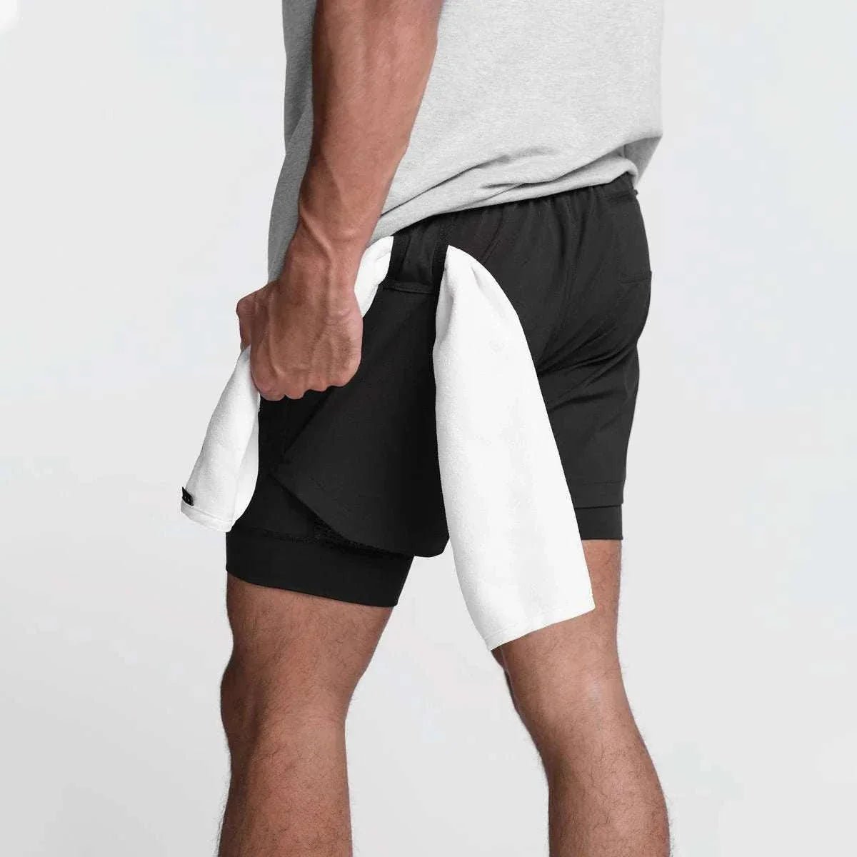 Men 2 in 1 Fitness Shorts With Towel Loop - STRYQ