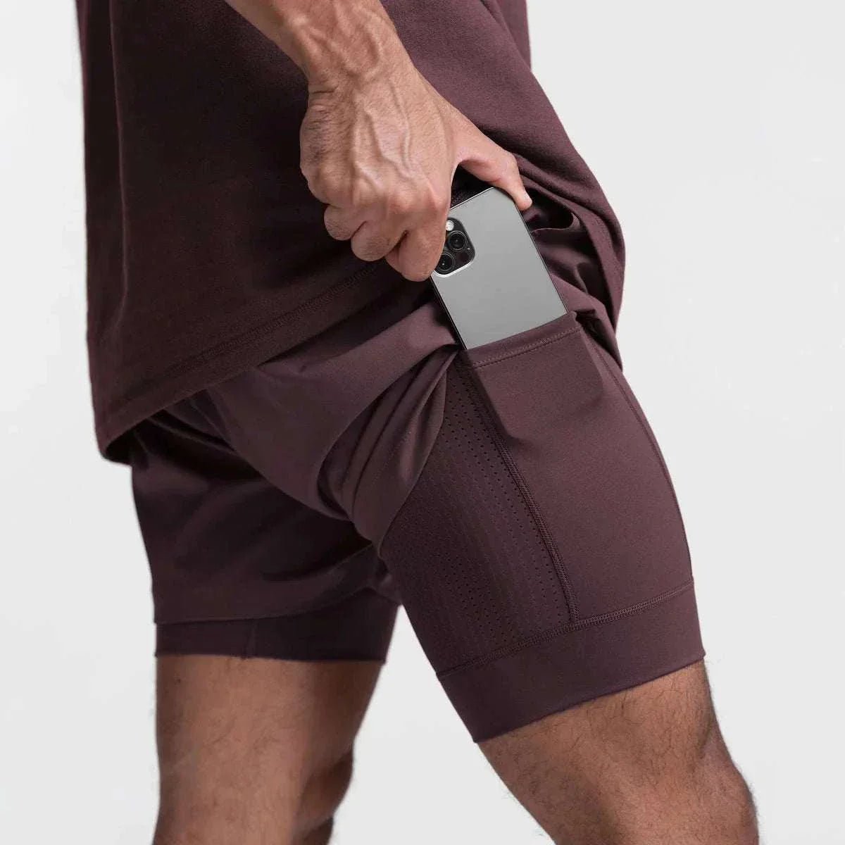 Men 2 in 1 Fitness Shorts With Towel Loop - STRYQ