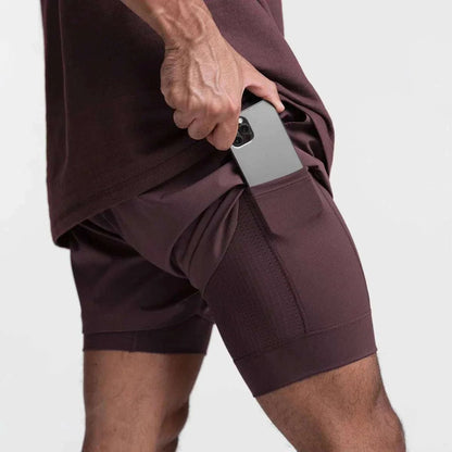 Men 2 in 1 Fitness Shorts With Towel Loop - STRYQ