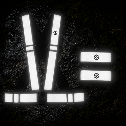 STRYQ reflective running gear with adjustable arm and leg bands