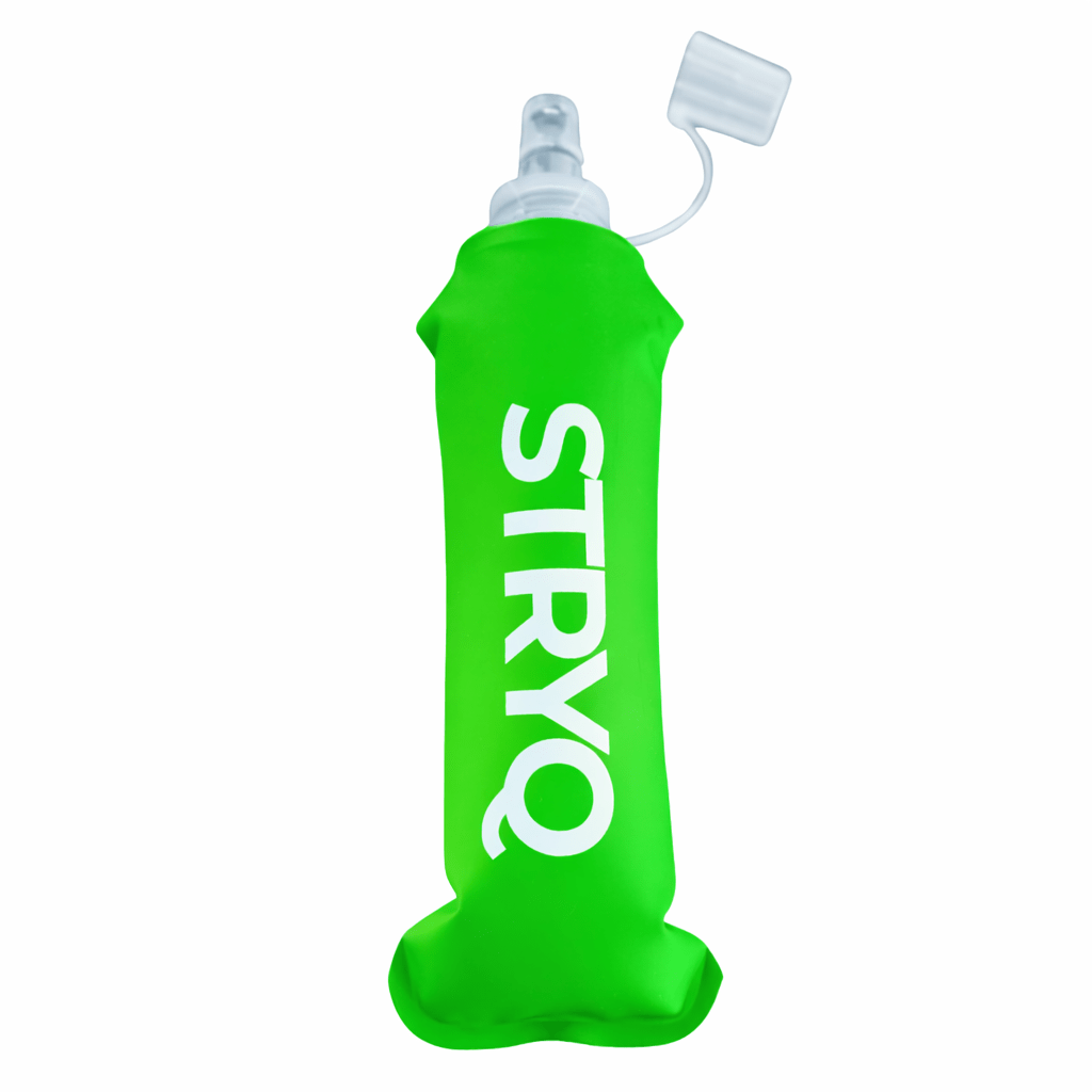 Green hydration vest bottle for running and trail hydration