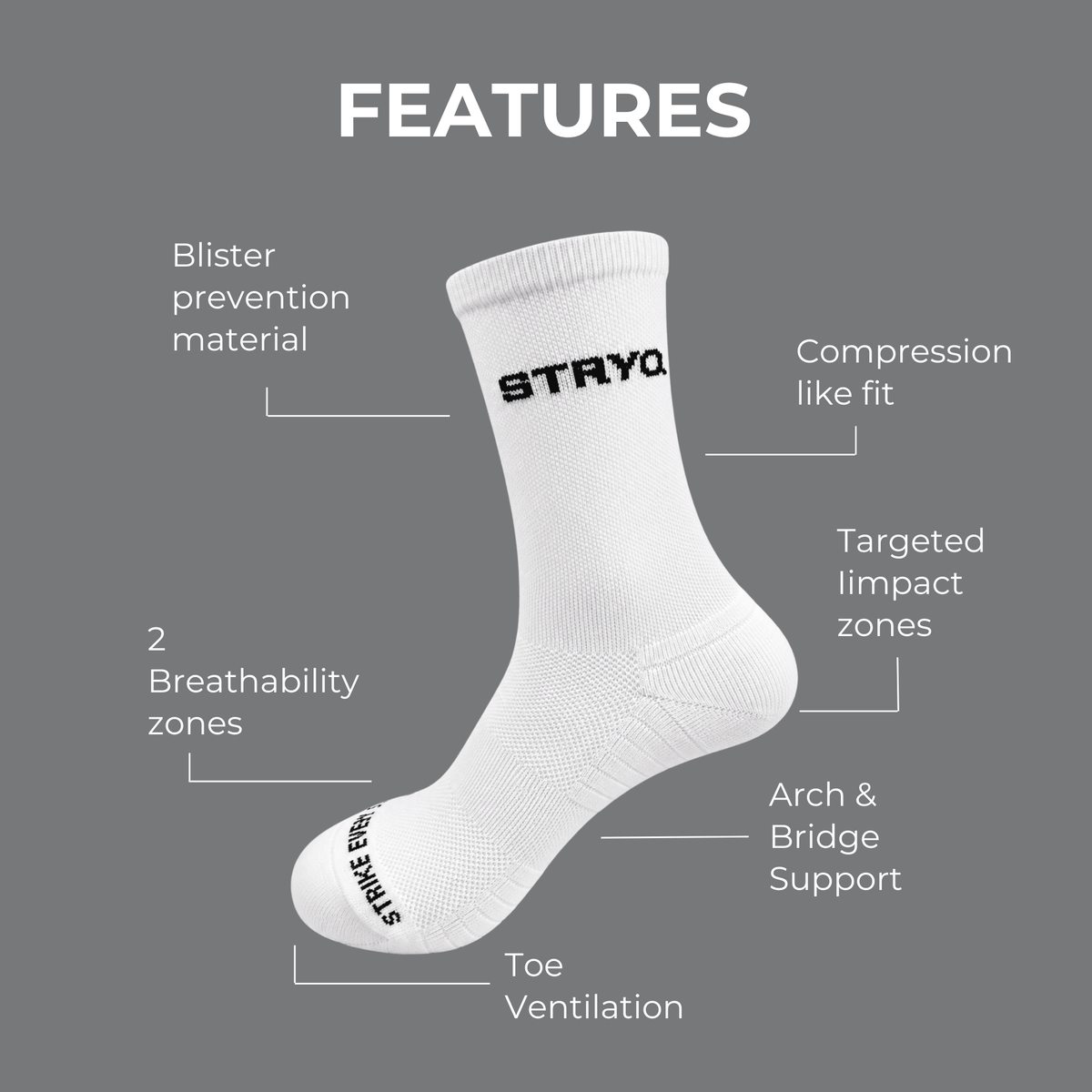 STRYQ Running Socks - White - STRYQ